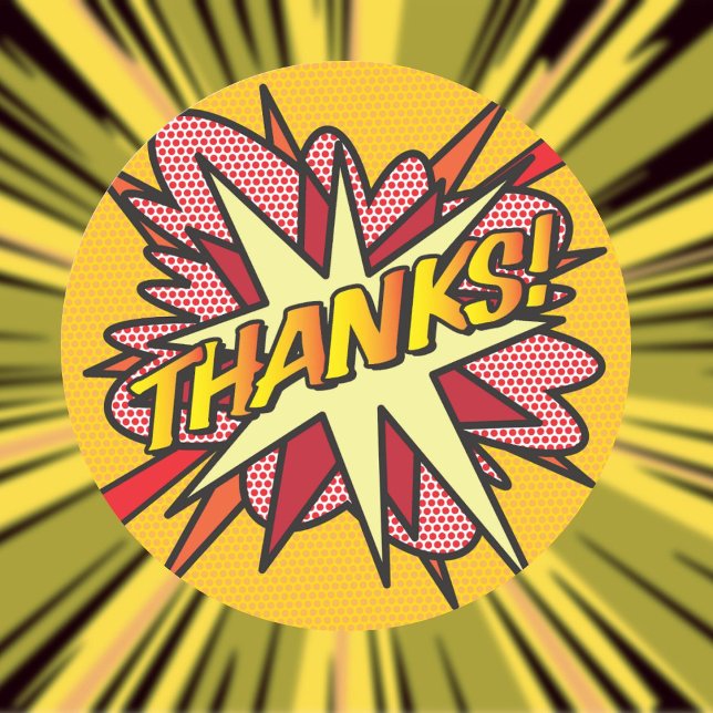 Danke Fun Modernes Comic Buch Vielen Dank Runder Aufkleber (THANKS Fun Modern Comic Book Thank You Classic Round Sticker)