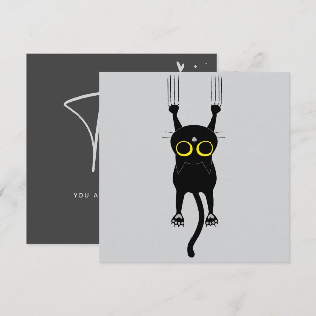 Danke! - Funny Cat Birthday Card Einladung (Vorne/Hinten)
