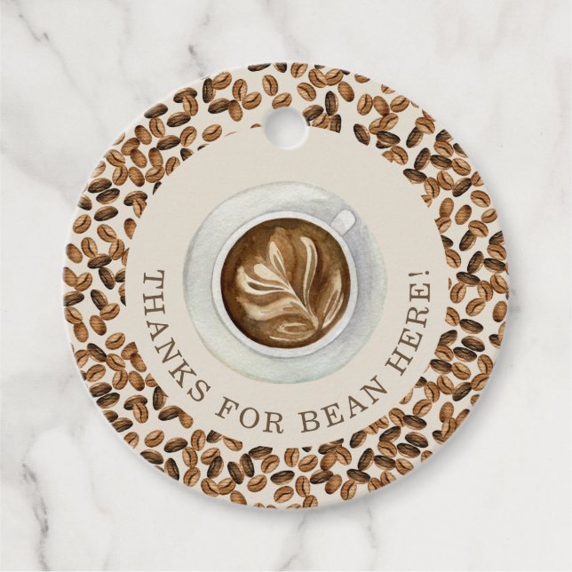 Danke für Bean Here Coffee Baby Dusche Geschenkanhänger (Vorderseite)