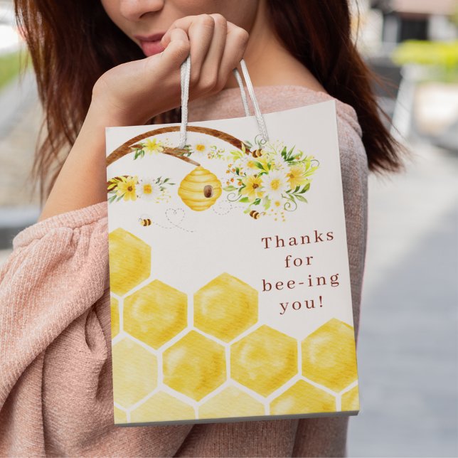 Danke für das Bienening-You-Gift-Bag Mittlere Geschenktüte (Thank your baby shower guests with these cute, "Thanks for bee-ing you" gift bags! )