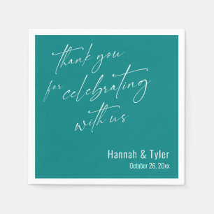 Danke für das Feiern mit uns Blaue Hochzeit Serviette