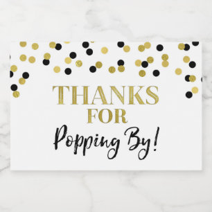 Danke für das Popping von Gold Black Confetti Lebensmitteletikett