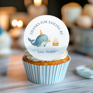 Danke für das Segelby   Nautic Whale Birthday Runder Aufkleber