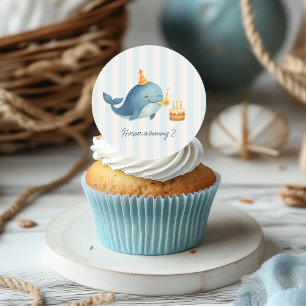 Danke für das Segelby   Nautic Whale Birthday Runder Aufkleber