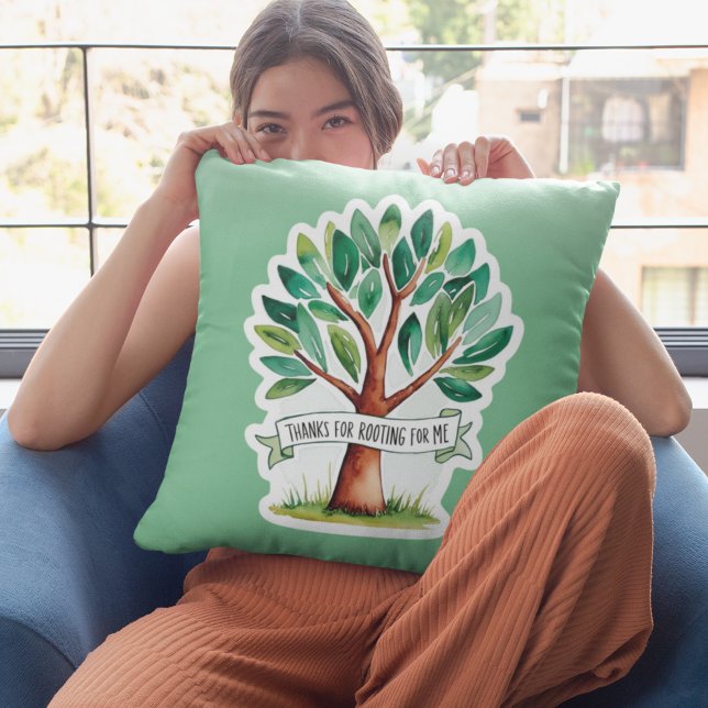 Danke für das Wurfspiel für mich Kissen (Show your gratitude with this, "Thanks for rooting for me" watercolor tree throw pillow! )