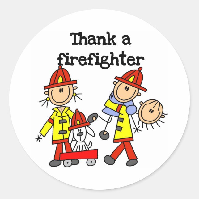 Danke für den Feuerwehrmann Runder Aufkleber (Vorderseite)