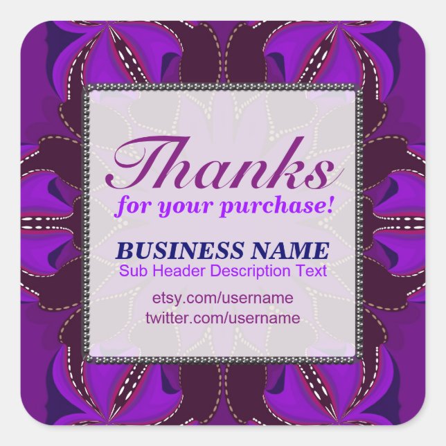 Danke für den Kauf eines Lila Business Sticker (Vorderseite)