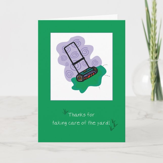 Danke für den Kümmre von Yard mit Rasenmäher Karte (Vorderseite)