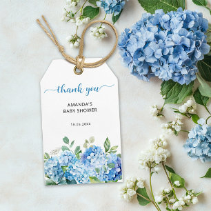 Danke für die Baby Shower Blue Hydrangea Geschenkanhänger