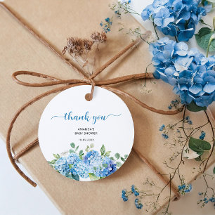 Danke für die Baby Shower Blue Hydrangea Geschenkanhänger
