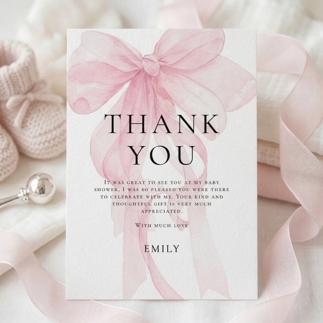 Danke für die Babyparty mit zarter rosa Schleife Karte (Von Creator hochgeladen)