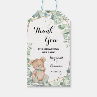 Danke für die Bear Greenery Babydusche Geschenkanhänger