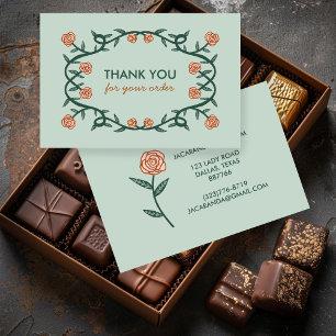 DANKE für die Bestellung Chic Elegante Rose Rahmen Visitenkarte