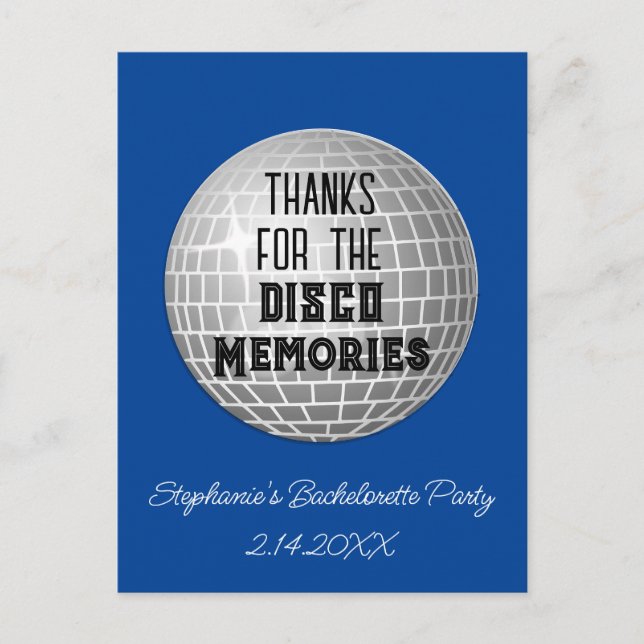 Danke für die Disco-Erinnerungen Bachelorette Viel Postkarte (Vorderseite)