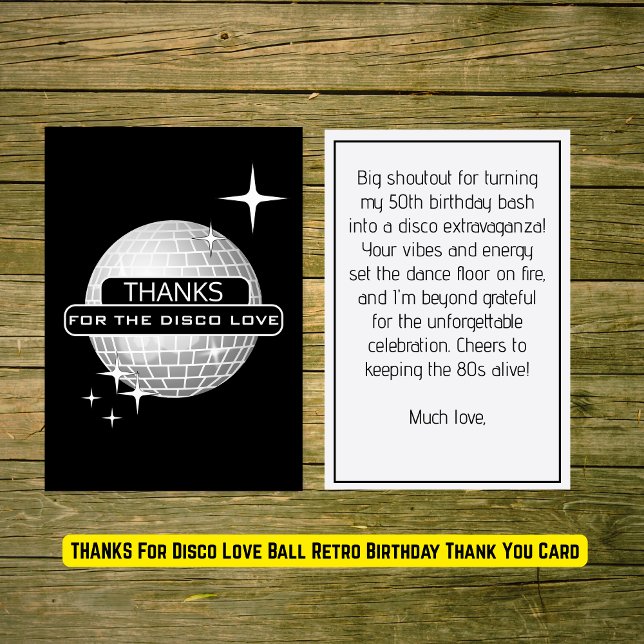 DANKE für die Disco-Liebe Ball Retro Geburtstag (THANKS For Disco Love Ball Retro Birthday Thank You Card
)