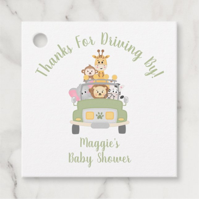 Danke für die Fahrt mit der Baby-Dusche von Animal Geschenkanhänger (Vorderseite)
