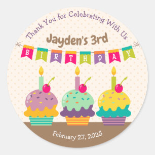 Danke für die farbigen Cupcakes Jagdkerzen Kind Runder Aufkleber