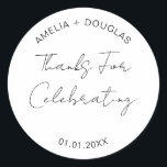 Danke für die Feier der Hochzeit Begrüßungsjause Runder Aufkleber<br><div class="desc">Danke für die Feier zum Hochzeitsempfang Begrüßungs-Snack Bag Classic Round Sticker</div>