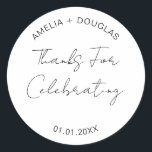 Danke für die Feier der Hochzeit Begrüßungsjause Runder Aufkleber<br><div class="desc">Danke für die Feier zum Hochzeitsempfang Begrüßungs-Snack Bag Classic Round Sticker</div>