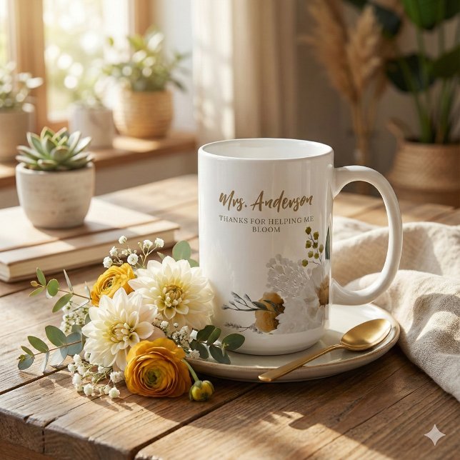 Danke für die Hilfe bei der Bloom-Tasse Kaffeetasse (Thank a special teacher with this, "Thanks for helping me bloom" personalized mug! )