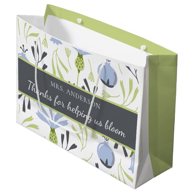 Danke für die Hilfe für unser Bloom-Lehrer-Geschen Große Geschenktüte (Vorderseite Schrägansicht)