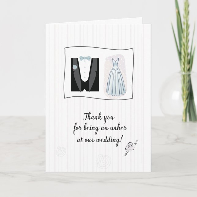 Danke für die Hochzeit von Usher Tuxedo Bridal Dre Karte (Vorderseite)
