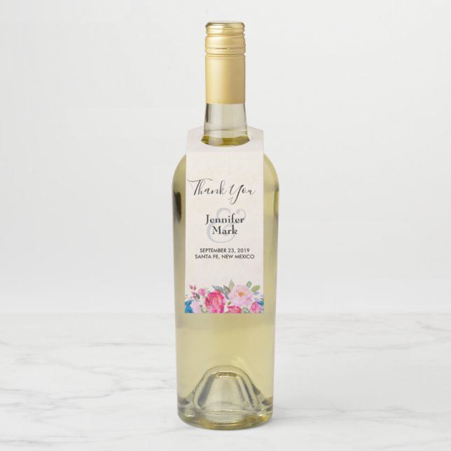 Danke für die hübsche Hochzeit von Rose und Peony  Flaschenanhänger (Auf Flasche)