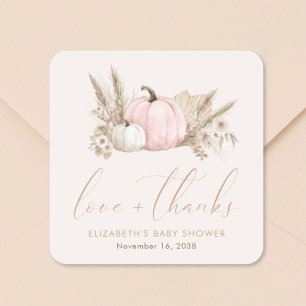 Danke für die kleine Kürbis-Herbst-Baby-Party für Quadratischer Aufkleber