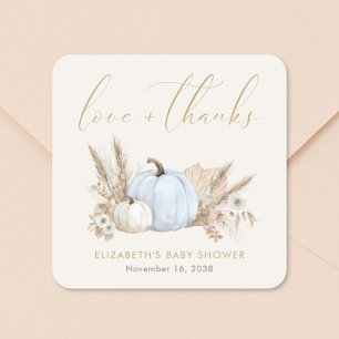 Danke für die kleine Kürbis-Herbst-Baby-Party für Quadratischer Aufkleber