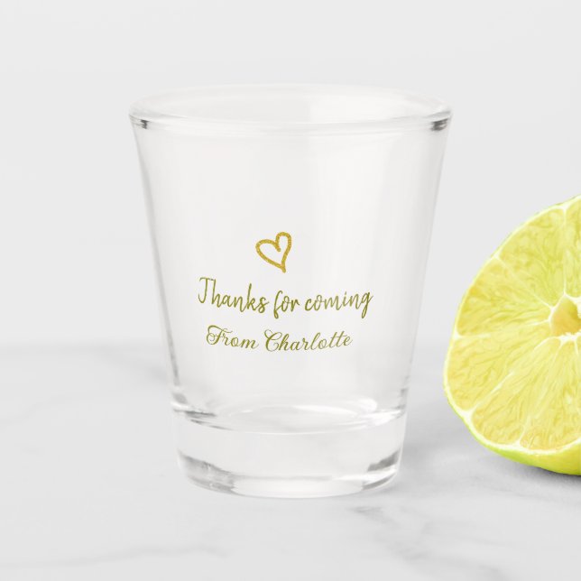 Danke für die kommende Hinzufügen Name Text-Nachri Schnapsglas (Vorderseite)