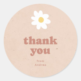 Danke für die neutrale Retro Daisies Babydusche Runder Aufkleber