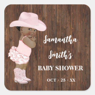 Danke für die OM Cowgirl Baby Dusche Quadratischer Aufkleber