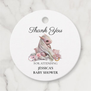 Danke für die Pink-Drache-Baby-Party Geschenkanhänger
