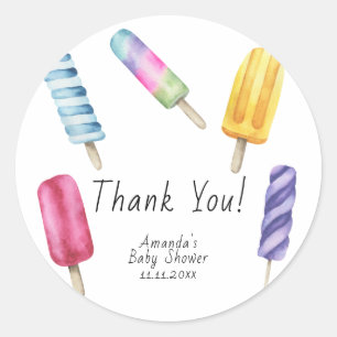Danke für die Popsicle-Baby-Party Runder Aufkleber