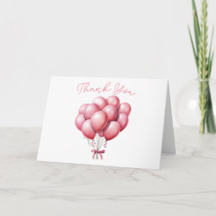 Danke für die rosa Ballon-Aquarell-Mädchen-Baby-Pa Karte