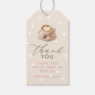 Danke für die rosa Schleife Kaffeebaby-Party Geschenkanhänger