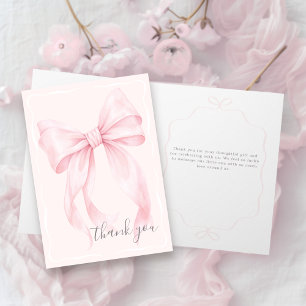 Danke für die rosa Schleife Mädchen Baby-Party Karte