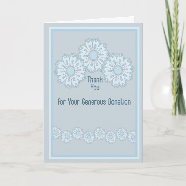 Danke für die Spende Card Blue Flowers (Vorderseite)