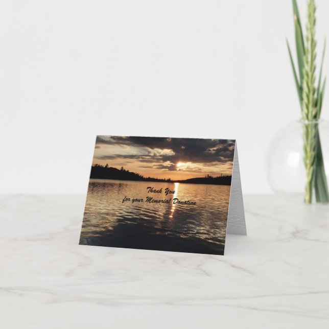 Danke für die Spendenkarte, Sonnenuntergang am See (Vorderseite)