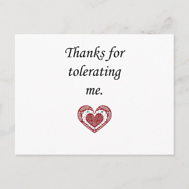 Danke für die Toleranz meiner modernen Valentine Postkarte (Vorderseite)
