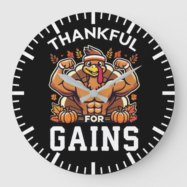 Danke für die Vorteile - Funny Erntedank Gym Große Wanduhr (Vorderseite)