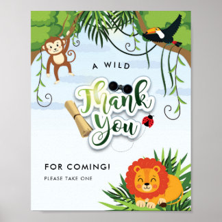 Danke für die wilde Safari-Dschungeltiere Poster