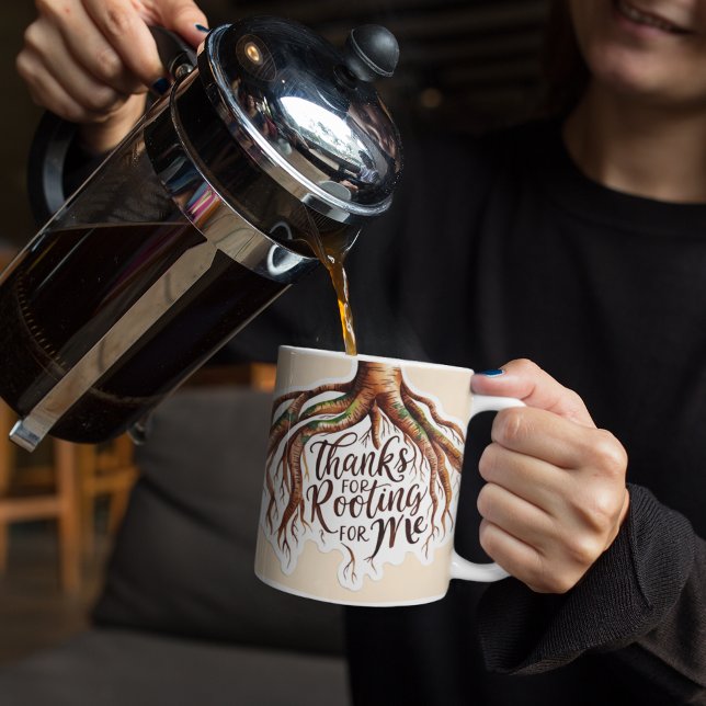 Danke für die Wurzeln für meine Tasse (Show gratitude for your support with this, "Thanks for rooting for me" watercolor tree root mug! )