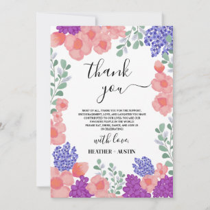 Danke für Hochzeitblumen Wasserfarbe Einladung