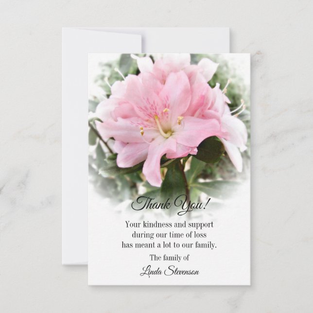 Danke für Ihre Bestattungskarte - Pink Azalea Blum (Vorderseite)