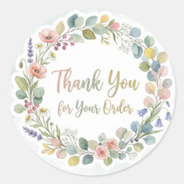 Danke für Ihre Bestellung floral Runder Aufkleber