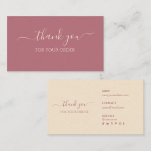 Danke für Ihre Bestellung Rose Gold Visitenkarte
