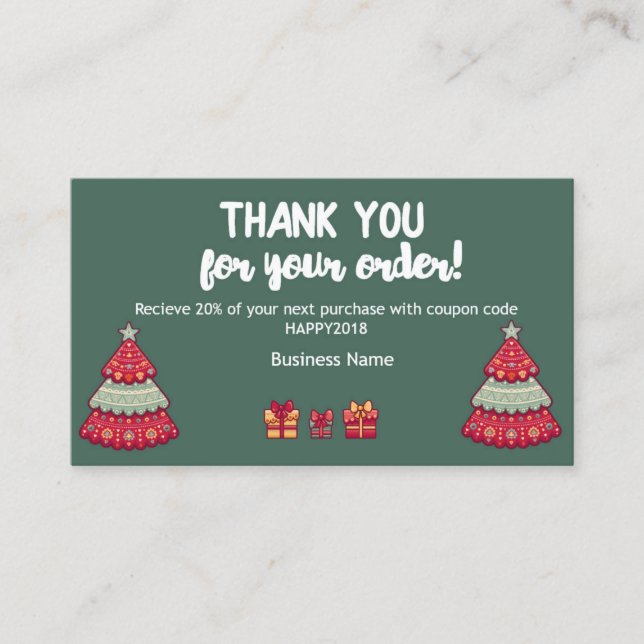 Danke für Ihren Auftrags-Beipackzettel Rabattkarte (Vorderseite)