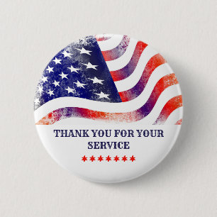 Danke für Ihren Dienst Amerikanische Flagge Button