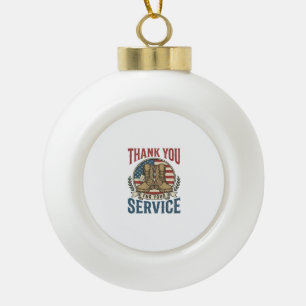 Danke für Ihren Dienst Militärstiefel-Shirt De Keramik Kugel-Ornament